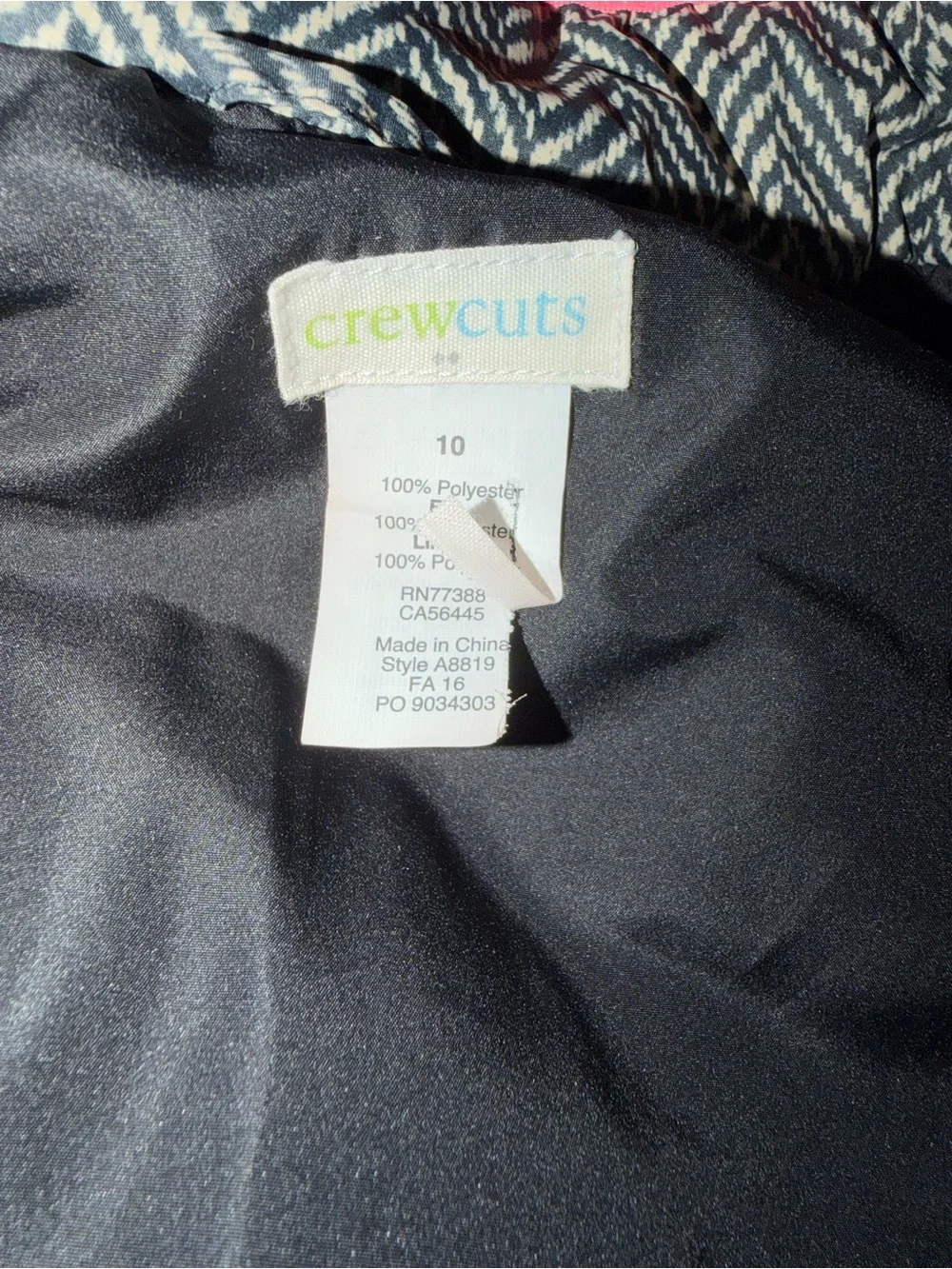 Crewcuts Black & White Herringbone Quilted Vest with Pink Trim